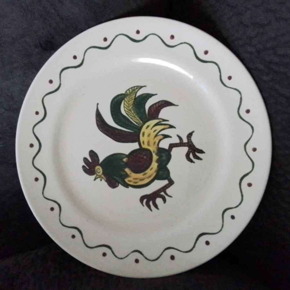 Metlox California Provincial Poppytrail Green Rooster 10” Dinner Plate